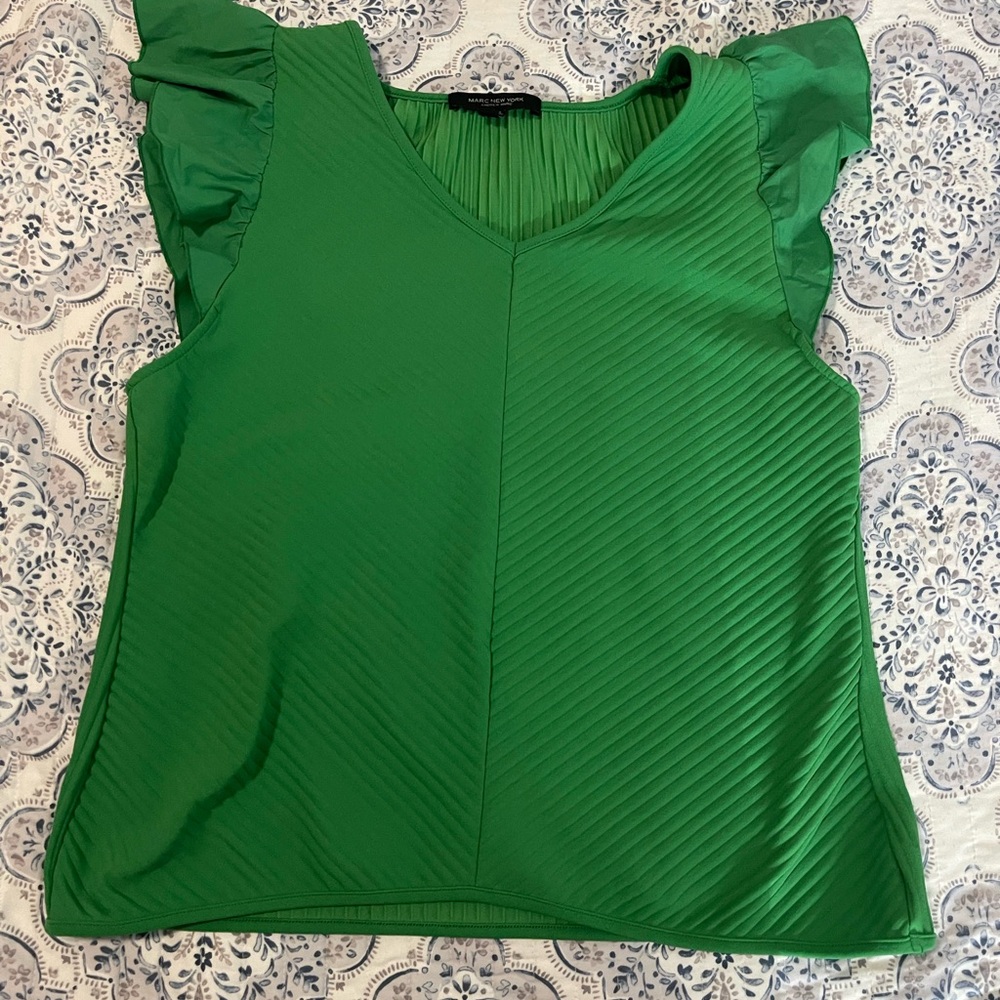 Marc New York Emerald Ruffle Sleeve Blouse